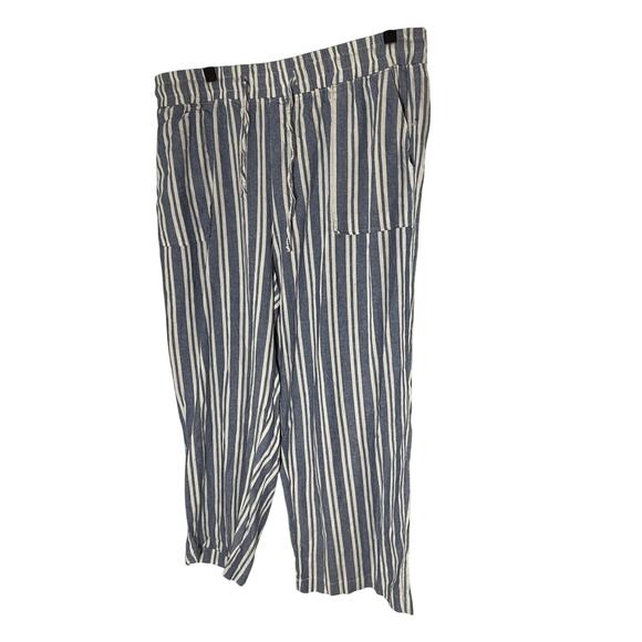 NWT Royalty for Me Large Casual Breton Striped Cotton Pants Wide Leg Trousers - Picture 1 of 7